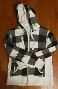 Fox Racing Girls Black & White Plaid Green Fox Hoodie Sweat Jacket Hoodie Medium - Picture 1 of 8