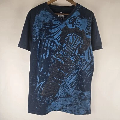 Camiseta De Colección Y2K Southpole Premium Cuello en V Aflicción Gótica AOP T-Shirt XL Foto 1 de 4