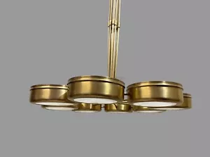 1950s Elegant Vintage Brass-8Arm Round Mid Century Modern Chandelier-Elegant dec - Picture 1 of 8