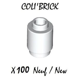 lego 3062 b - 100x Brique ronde / Brick Round 1x1 open stud - Blanc White - NEUF