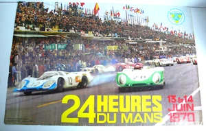 AFFICHE ANCIENNE 24 H DU MANS 1970 PORSCHE/FERRARI 60X40cm PHOTO DELOURMEL - Imagen 1 de 5