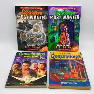 Goosebumps Paperback Books Lot of 4 Movie Novel Monster Blood Haunter RL Stine - Foto 1 di 18