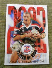 2003 RUGBY LEAGUE 2002  CLUB PLAYER  CARD CP13 CRAIG FITZGIBBON, SYDNEY ROOSTERS