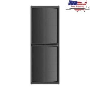 4 Shelf 200lb Garage Storage Cabinet Easy Assembly Durable Plastic Organizer New - Picture 1 of 9