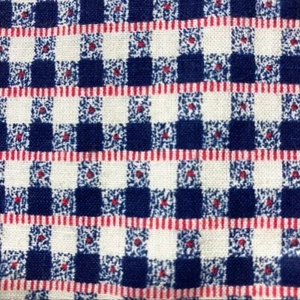 Vintage Fabric Traditions navy white check pattern with red 100% cotton 2.5 yds - Picture 1 of 6
