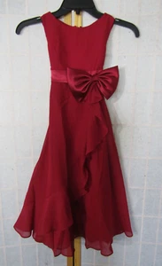 NWT Dideyttawl Ruby Red Chiffon Bow Waist Tiered Maxi Formal Dress Youth SZ 4-5 - Picture 1 of 5