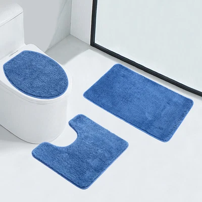3-Teilige Einfarbige Badezimmer Badewanne Matte Contour Teppich Set - Bild 1 von 4