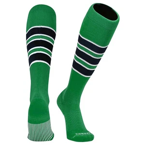 Striped OTC Baseball, Softball, Football Socks (C) Kelly Green, White, Black - Picture 1 of 4
