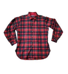 Vintage Pendleton Red Plaid Wool Button Shirt Size L - Picture 1 of 5