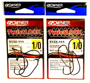 2 PACKS Owner Twist Lock Baitholder Hook Size 1/0 Black Chrome 4-Count 5132-121 - Picture 1 of 15
