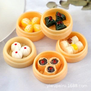 Menge 5 Stck. Puppenhaus Miniatur Esszimmer Essen Chinesisches Frühstück gedämpfte Brötchen Knödel - Bild 1 von 12