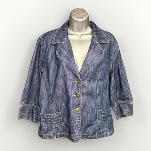 Ashley Stewart Women's Denim Jacket Size 16 Button Down Pockets Collar Stylish - Picture 1 of 10