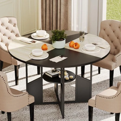 Garveehome 59 pulgadas Mesa de Comedor Circular para 4-6 Madera Cocina Comedor Mesa Hogar Foto 1 de 4