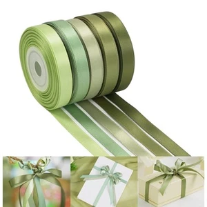HUIHUANG Salbeigrün Band Satin Geschenkband 3/8 Zoll Grün Satinband Set - Bild 1 von 6