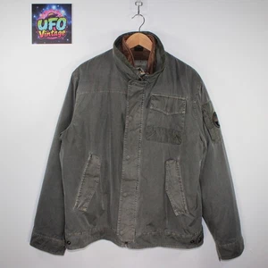 Napapijri Canvas Field Jacket With Quilted Liner Mens Large Grey Heavy Military - Picture 1 of 17
