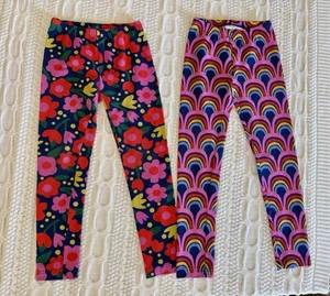 Hanna Andersson Girls Lot of 2 pairs Leggings Size 130cm 8 Colorful Bright - Picture 1 of 3