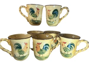 7 Hahn Kaffeetassen Landhausküche Kern geflochtener Griff handbemalt von Home - Bild 1 von 24