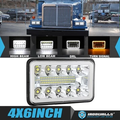 Faro LED cromado de 4x6 pulgadas alto/bajo giro DRL para Western Star 4900 1981-2002 Foto 1 de 4