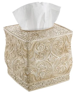 Victoria Tissue Box Cover Square – Beige Tissue Holder for Bathroom - Decorat... - Picture 1 of 6