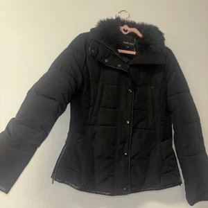 Black Rivet Jacket Coat Sz S Moto Faux Fur Penny Lane Black Quilted Puffer Afgan - Picture 1 of 7