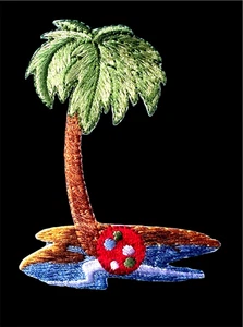1 Stück Bestickt Bügelbild Patch Applikation Palme 3 x 2 Zoll - Bild 1 von 2