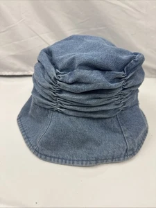 Cappello vintage denim increspato secchiello taglia media blu jeans - Foto 1 di 7