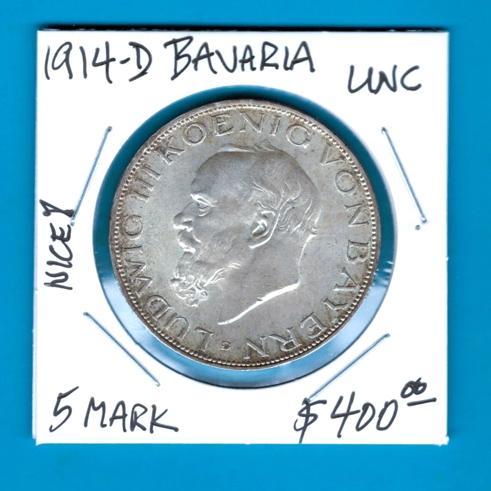 BAVARIA - FANTASTIC HISTORICAL LUDWIG III SILVER THREE (3)MARK, 1914 D, KM# 1005 - Image 1 of 2