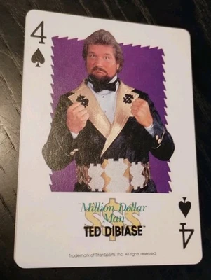 Игральные карты 1991 WWF Million Dollar Man Ted Dibiase Four 4 of Spades - Изображение 1 из 2
