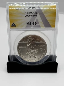 1992-D Columbus Commemorative ANACS MS69 Silver - Picture 1 of 9