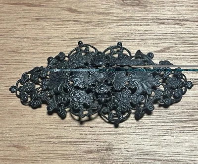 Hebilla de cinturón victoriana de metal negro vintage Foto 1 de 4