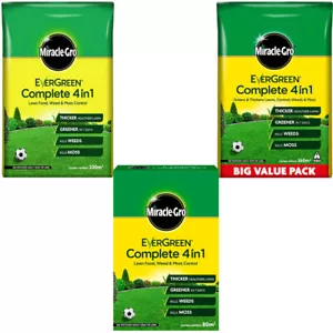 Miracle Gro Evergreen Complete 4 in 1, 80m2 200m2 7kg Lawn Feed Weed Moss Killer - Picture 1 of 21