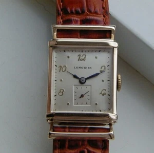 LONGINES 14 KARAT GOLD WRISTWATCH HIDDEN LUGS 1945 WELL SERVCIED 2 YR WARRANTY - Picture 1 of 3