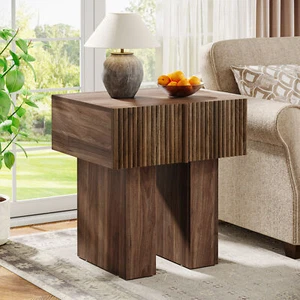 Tribesigns Fluted Nightstand Modern Bedside Table Side End Table with Drawer - Picture 1 of 11