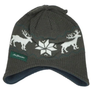 New Hampshire State USA Nordic Print Knit Beanie Ear Flap Hat Winter Youth Green - Picture 1 of 2