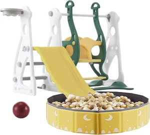 5 in 1 Slide and Swing Set for Toddler, with Basketball Hoop & Ball Pool + 200 O - Picture 1 of 12