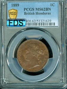 1889 BRITISH HONDURAS LARGE PENNY PCGS MS62 BN MAC FDS OR 1ST DIE STRIKE . - Picture 1 of 2