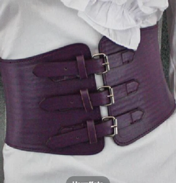 Corsagen K-Leder Gürtel grau lila Damen KORSETT Schnallen 34 36 38 40 XS S M L - Bild 1 von 1