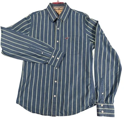 Hollister Blue & Green Striped Button-Up Long Sleeve Casual Dress Shirt M - Image 1 of 4