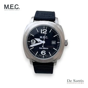 M.E.C. Watch San Marco Quartz: 45mm Steel, Black Dial, Leather Strap - Picture 1 of 5