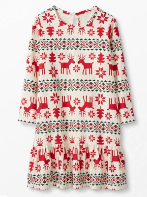 *NEW* Hanna Andersson Girls Sz 12 (150) Holiday Flannel PJ Nightgown - Image 1 of 4