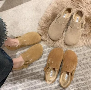Chic Mujer Forro de Piel Planos Sin Cordones Hebilla Mocasines Mocasines Zapatos Cálidos Invierno - Imagen 1 de 18