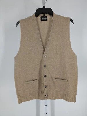 Vintage 70s Beige Knit Wool Rockabilly Preppy Vest Waistcoat Sweater Puritan L - Image 1 of 3