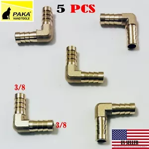 5 PC - 3/8 HOSE BARB ELBOW 90 DEGREE Brass Pipe Fitting UNION Gas Fuel Water Air - Picture 1 of 1