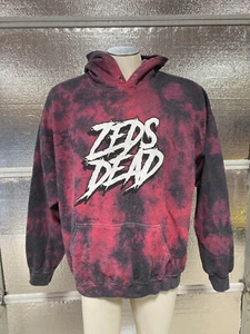 Zeds Dead Hoodie - Mens Large - Pullover Sweatshirt - Red Black Tie Dye - EDM - Picture 1 of 9
