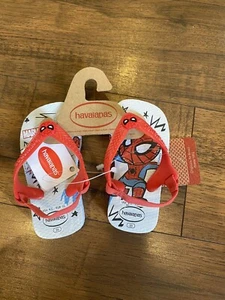 Havaianas Flip Flops Kids Toddler Size 6 Gray Spider-Man Marvel NWT - Picture 1 of 3