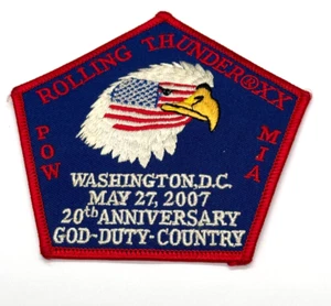 Parche Rolling Thunder XX 2007 Washington D. C. POW MIA 20 aniversario God Duty - Imagen 1 de 2