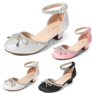 DREAM PAIRS Girls Dress Shoes Kids Pumps Low Heels Flower Party Wedding Princess - Picture 1 of 31