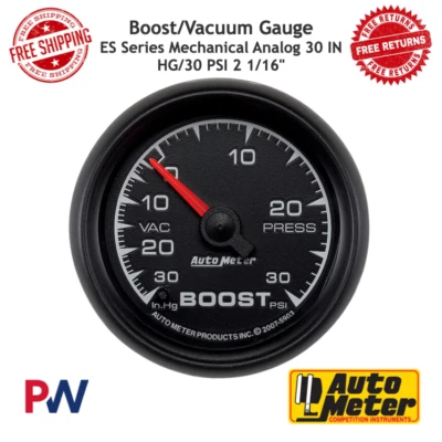 AutoMeter Boost/Vacuum Gauge ES Mechanical Analog 30 IN HG/30 PSI 2 1/16" #5903 - Image 1 of 4