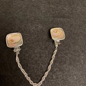 Vintage Abalone quadratisch geformt mit Kette Pullover Halter Clip - Bild 1 von 7