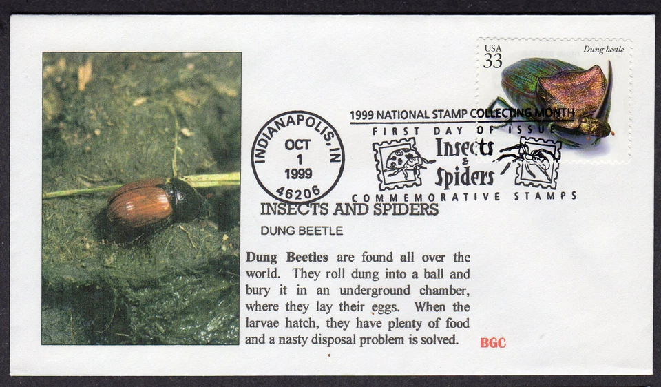 1999 Insects & Spiders DUNG BEETLE (Scott 3351M) - BGC FDC NP517 - Image 1 of 1